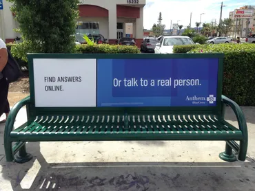 11. example bench advertising for anthem in Southern California