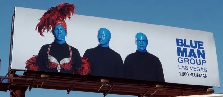 22. Bulletin billboard with an extension for Blue Man Group in Las Vegas